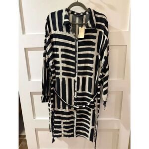 Capsule Black & White Geometric Button-Up Dress